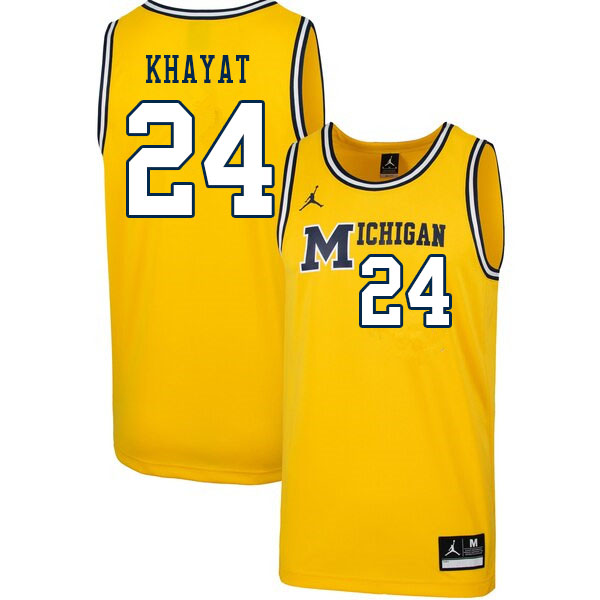 Men #24 Youssef Khayat Michigan Wolverines College Basketball Jerseys Sale-Throwback